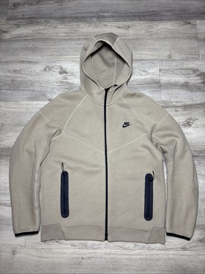 Nike tech fleece Hoodie Men s szLarge Khaki Full Zip Athletic Sweatshirt