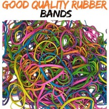 400 pc Strong Elastic Rubber Bands Assorted Colours, 4 Size,Home, School,office