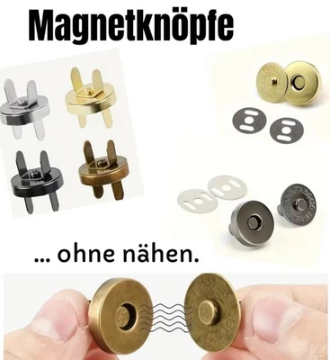 SANDRII`S WAREN Magnetknöpfe Magnetknopf Magnetverschluss Schnappverschluss schwarz silber gold