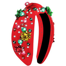 Christmas Headband for Women, Headbands with Christmas Tree Crystal Pearl Snowfl