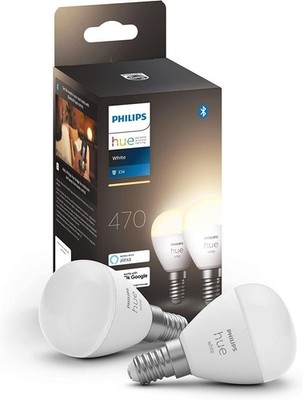 Philips Hue White E14 LED Luster Dimmbar Warmweiß Alexa 2er Pack 470 lm