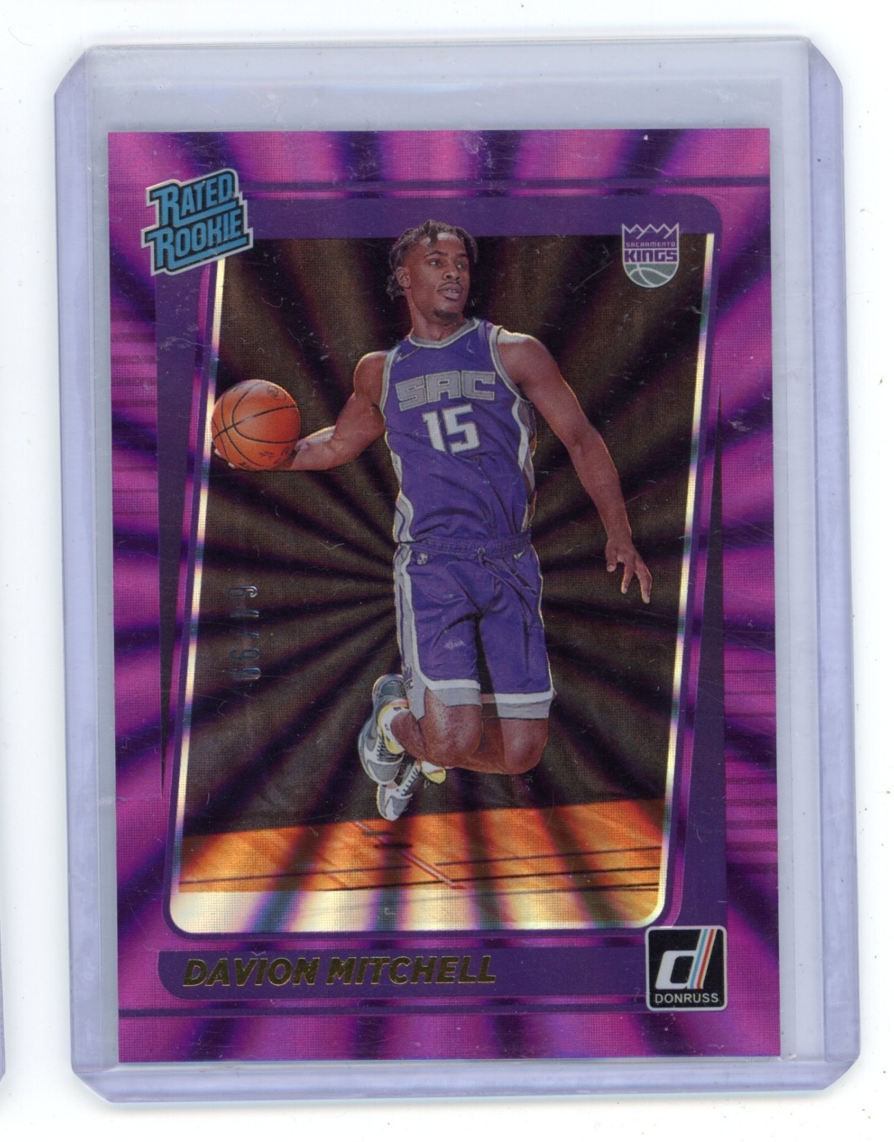 2021 Panini Donruss Rated Holo Purple Laser /99 Davion Mitchell Rookie RC