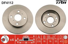 2x TRW DF4112 Bremsscheibe für TOYOTA