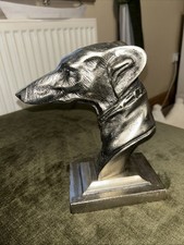 Vintage Look Greyhound Dog Statue Silver Luster Type Metal Decorative Figurine