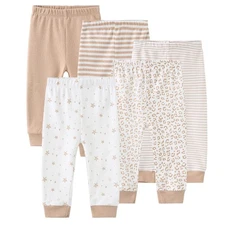 Unisex Baby 5-Pack Long Pants Boys Girls Toddler Cotton Shorts Gift Set Kaki