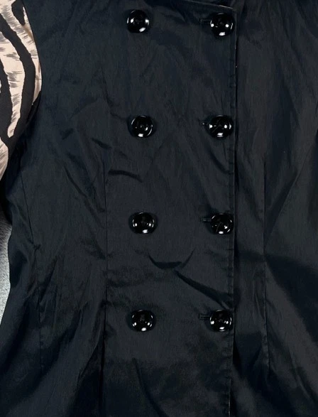 Chaquetas D&Y Mujer Pequeñas Negras Cebra Doble Pecho Cuello Estampado Animal Forradas Foto 4 de 4