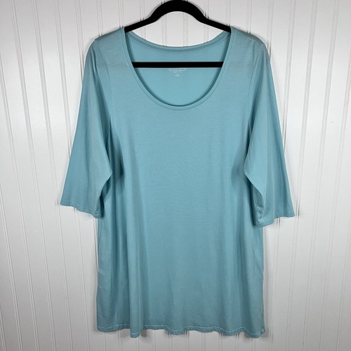 Pure Jill Ballettärmel Tunika Oberteil Damen XL zierlich blau 3/4 Arm minimalistisch