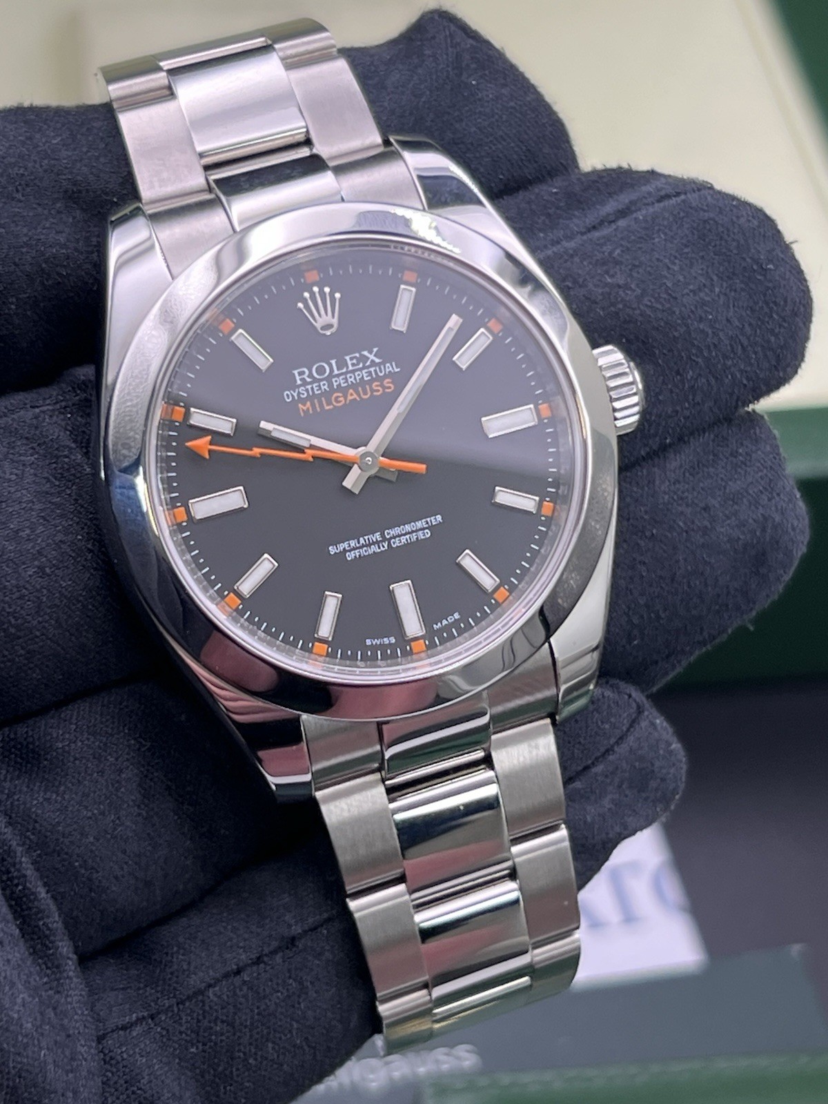 Rolex Milgauss 40mm Box & Papers Black Dial Ref. 116400 (1321)