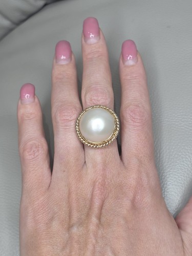Vintage 14ct Gold Mabe Pearl Ring 14.3g - Picture 13 of 15