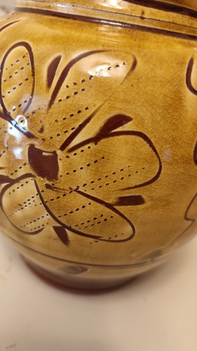Vintage Signed Jamestown Orange Brown Terracotta Pottery Jug Pitcher 8" - Picture 9 of 15