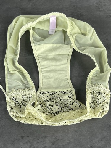 VINTAGE 2006 VICTORIA'S SECRET Nylon Lemon Yellow Panty L New - Picture 6 of 8