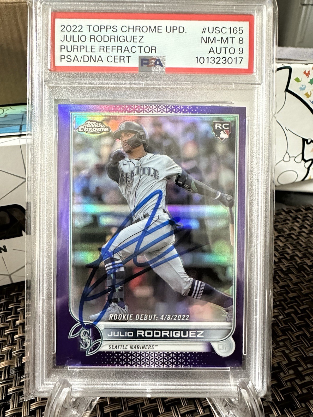 2022 Topps Chrome Update Series Julio Rodriguez Purple Refactor Auto Rc Card