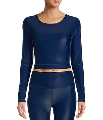 Clearance- Size M Antonio Melani Active Crew Neck Luminous Long Sleeve Crop Top
