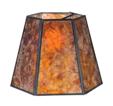 B&P Lamp Hexagon Mica Shade, 7"(T) X 12"(B) X 7.5"(H)),