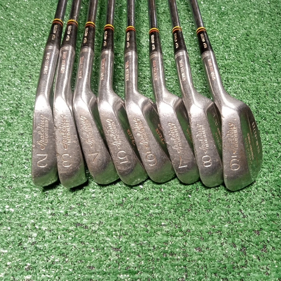 Juego de hierro dineado Spalding Top Flite Synchro vintage 2-9 envoltura de cuero Reg Flex diestro Foto 2 de 4