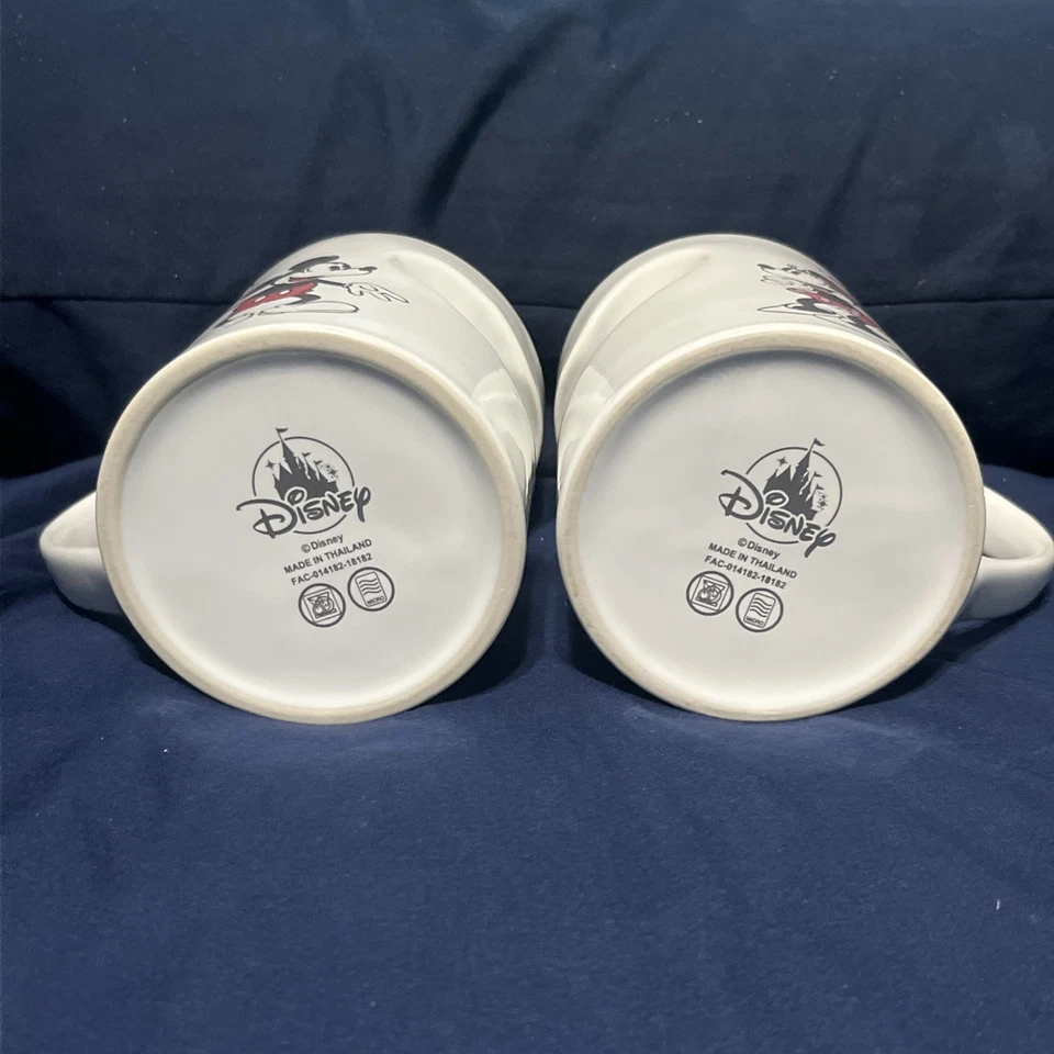 Набор из 2 керамических кружек Disney Mickey & Minnie Mouse Xoxo Je taime винтажный стиль - Изображение 3 из 3