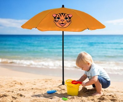 Kinder Sonnenschirm Sonnenschutz Gartenschirm Campingmöbel Ø110xH130 cm Tiger