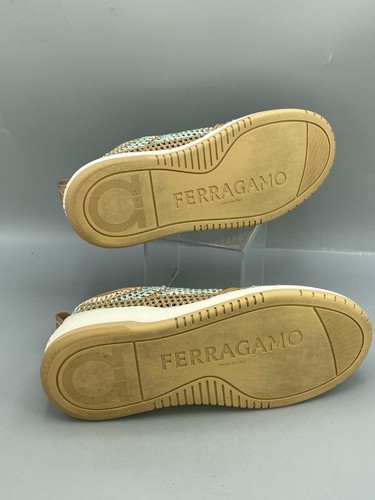 Ferragamo Macramé Women's Sneaker US 9.5 Camel Low Top Lace Up Athletic Shoes - Picture 7 of 11
