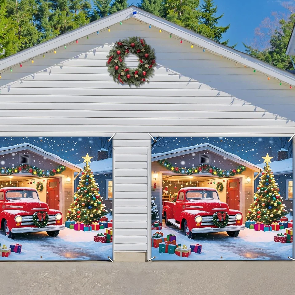Christmas Garage Door Cover Decorations, 7 x 8 Ft Garage Door Christmas Banner - Image 4 of 4