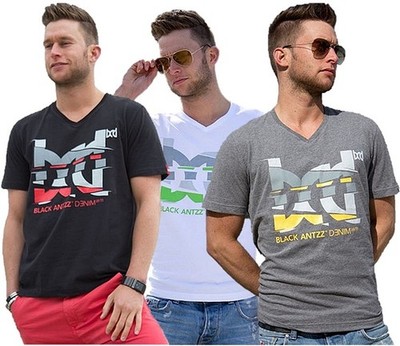 Cooles BLACK ANTZZ T-Shirt BROKEN MIRROR in 3 Farben mit Aufdruck und Emblem, V-