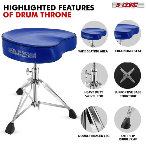 5 Core Drum Throne 4" Padded Ergonomic Guitar Stool Height Adjustable Chair - Picture 11 of 12