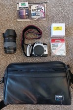 Canon EOS Rebel Ti 35mm Film SLR Camera 28-300mm Sigma Lens Holga Lens Bag WORKS