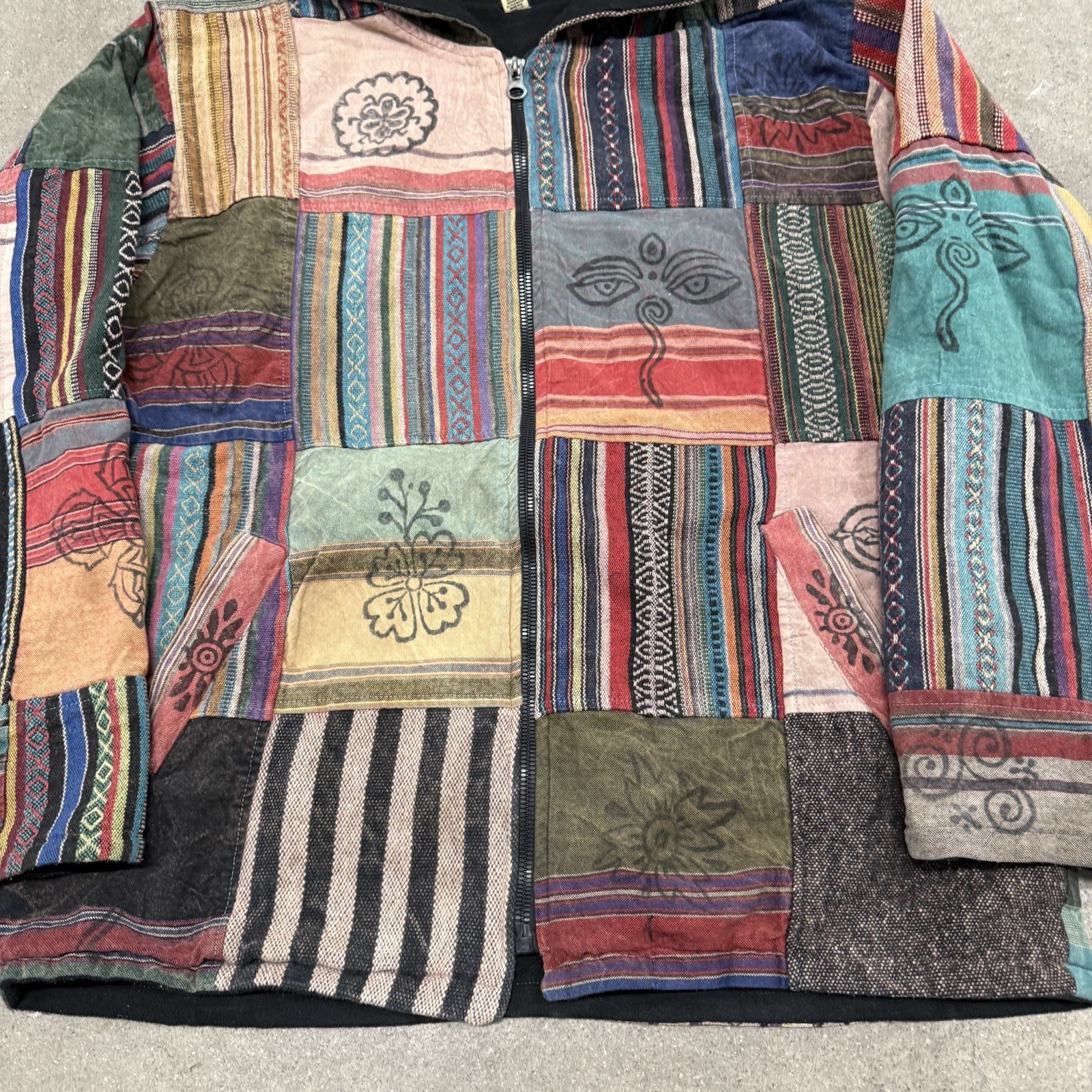 Patchwork Coat Men’s Medium Hooded Multicolor Jac… - image 4