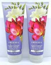 NEW 2 PCS BATH BODY WORKS FREESIA ULTIMATE HYDRATION BODY CREAM 8 FL OZ EACH
