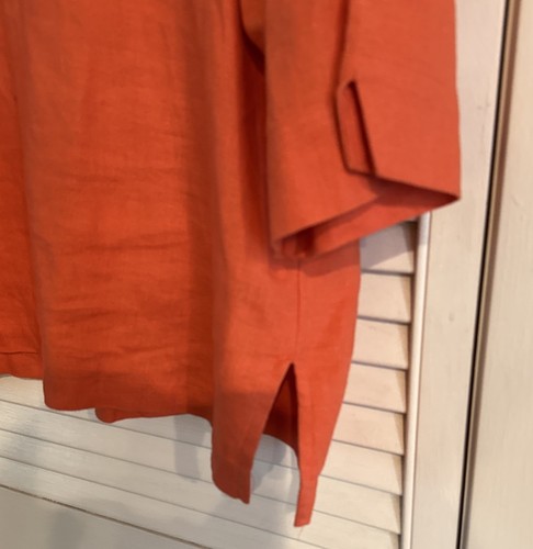 Coldwater Creek Womens Orange Linen Top Petite Large EUC - Picture 7 of 7