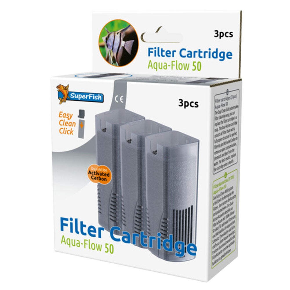 SuperFish Aqua-Flow 50 Easy Click Aquarium Filter Cartridge (3pk)