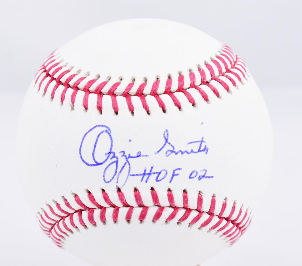 Ozzie Smith Autographed Signed St. Louis Cardinals OML Baseball w/HOF - Fanatics *Blue 