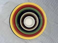 Gibson Rainbow Colorful 8 Pc. Porcelain Nesting Mixing Bowl Set 3-9.5” Gorgeous