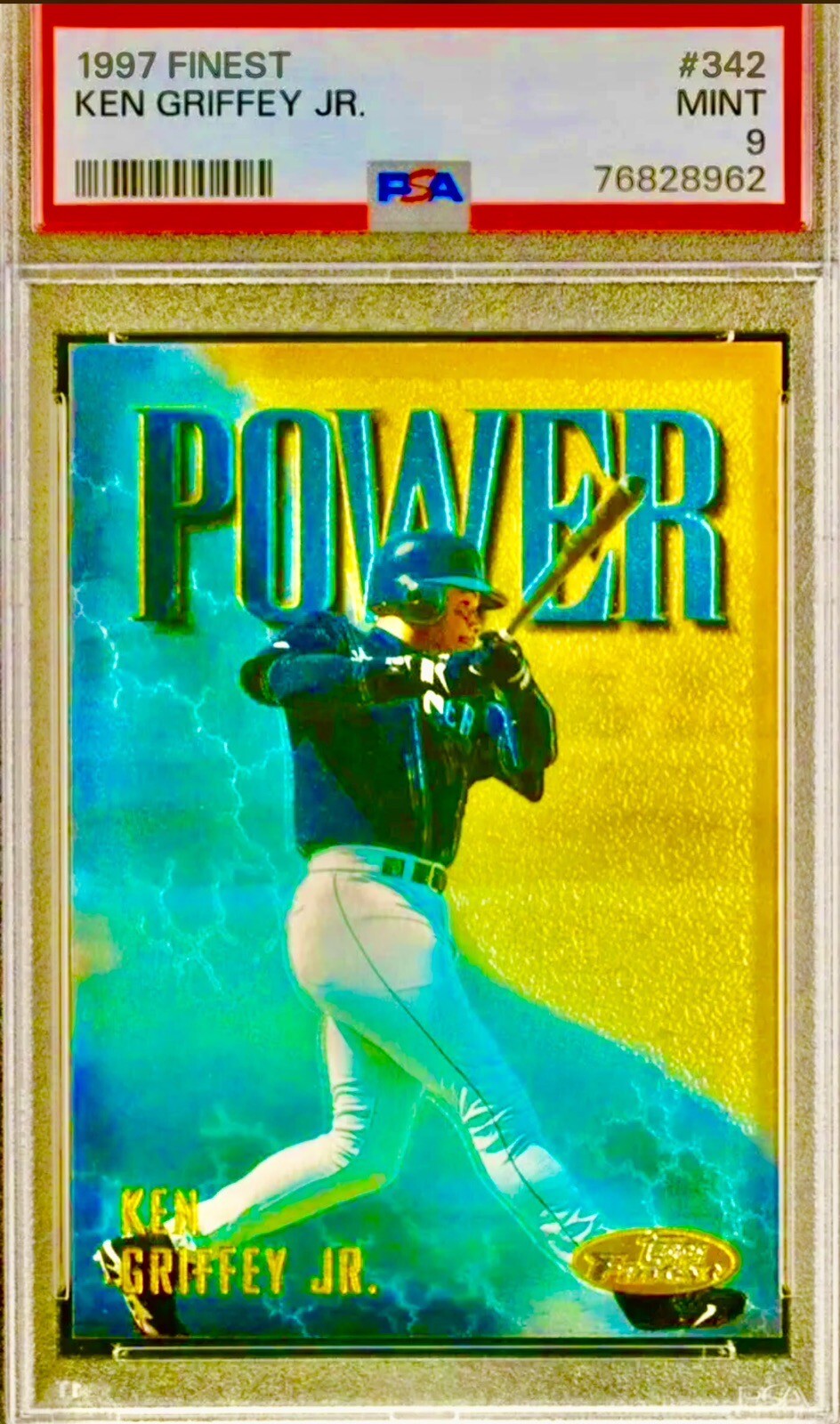 ✨1997 FINEST ⚾️ KEN GRIFFEY JR. ( POWER GOLD ) #342 PSA 9 MINT RARE SP HOFER