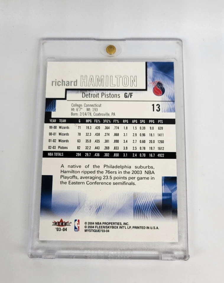 GOLD FOIL PARALLEL SP 2003 Fleer Mystique #13 Richard Hamilton DETROIT PISTONS - Image 2 of 2
