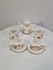 Children's Miniature Porcelain 8-pieces Floral/Fruit Design Tea Set, C11