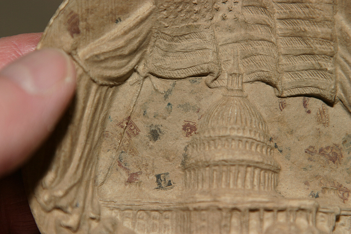 Macerated Paper Money Plaque of the Washington Capitol and US Flag