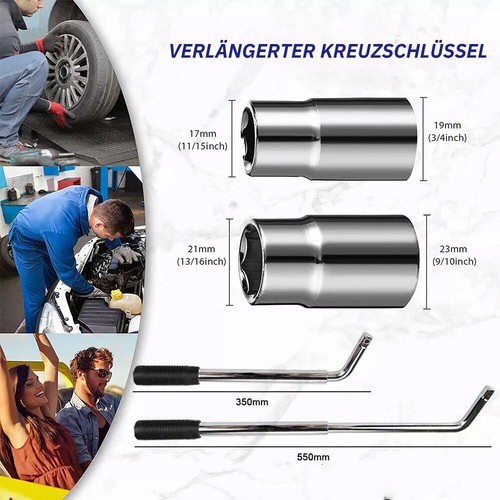 Radmutterschlüssel Radschlüssel Steckschlüssel Teleskop ausziehbar 17 19 21 23mm - Bild 8 von 12