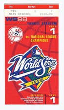 1998 World Series Ticket Stub Game 1 Padres @ Yankees Scott Brosius MVP