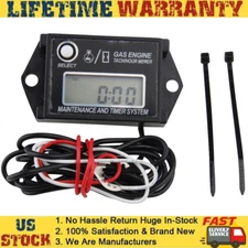 Digital Tach hour Meter Tachometer RPM Gauge Maintenance For Tractor 2/4 stroke