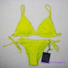 NEW It's Now Cool x Free People the frill tri eco neon lime rib bikini, size M