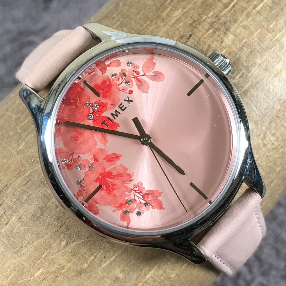Timex Women TW2R66600 Crystal Bloom Pink Leather Round 36mm Quartz