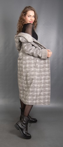 15431 NEW GLAMOROUS TWEED COAT WITH REAL MINK LUXURY FUR BEAUTIFUL LOOK SIZE M - Picture 10 of 14