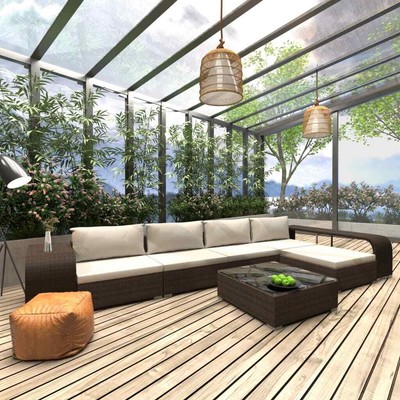 vidaXL Gartenmöbel 8-tlg. Poly Rattan Braun Lounge ...