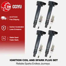 CCIYU 4 Ignition Coil + 4 Spark Plug For 2001-2004 Toyota Tacoma L4 2.7L 2.4L