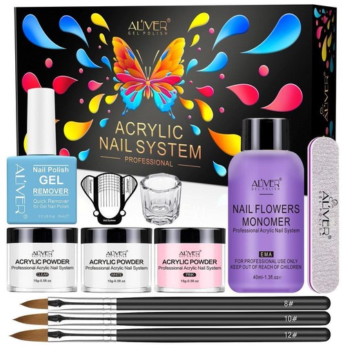 Aliver PROFESSIONAL ACRYLIC NAIL KIT WITH ACRYLIC POWDER & MONOMER LIQUID SET