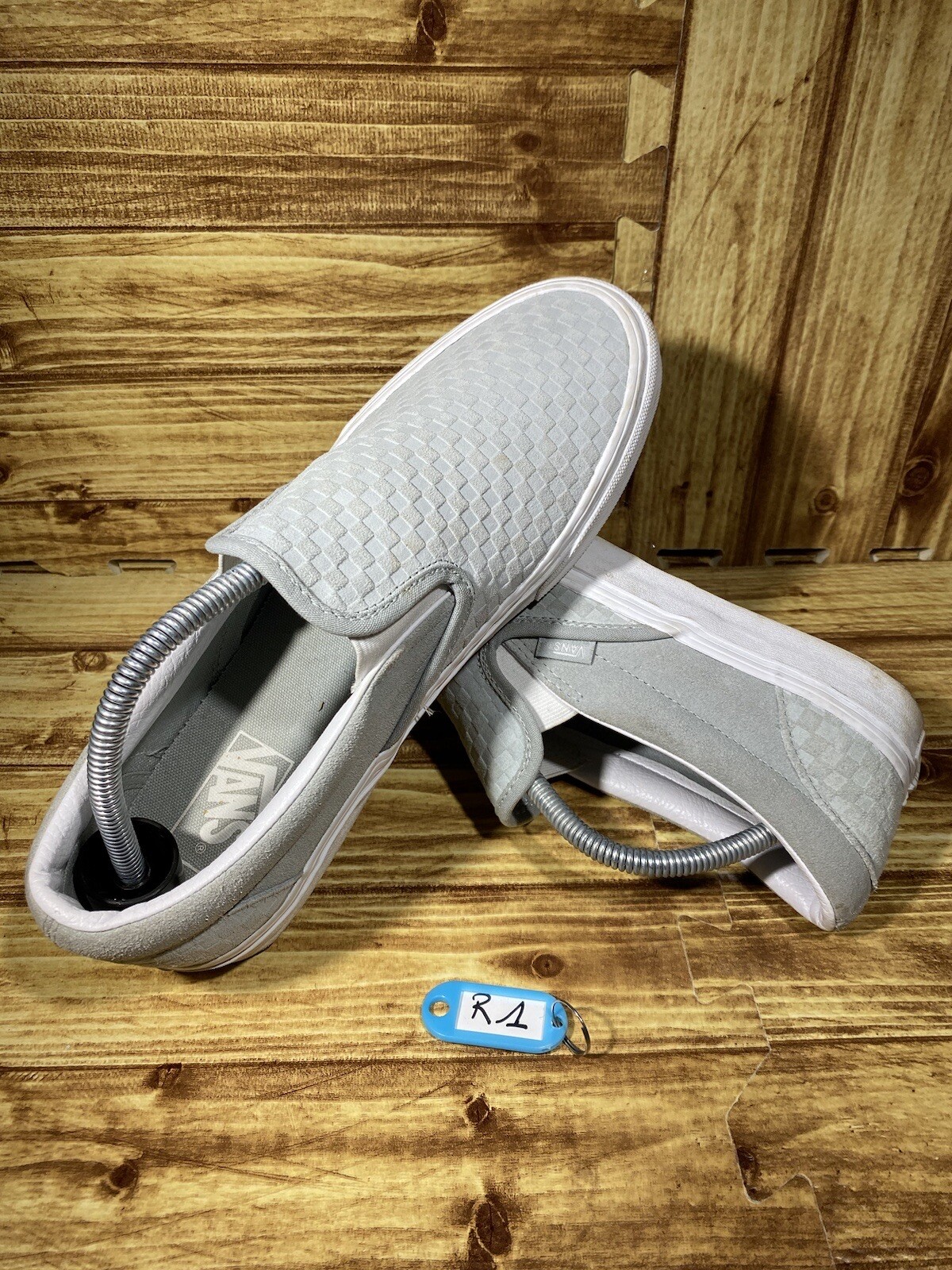 sage green slip on vans