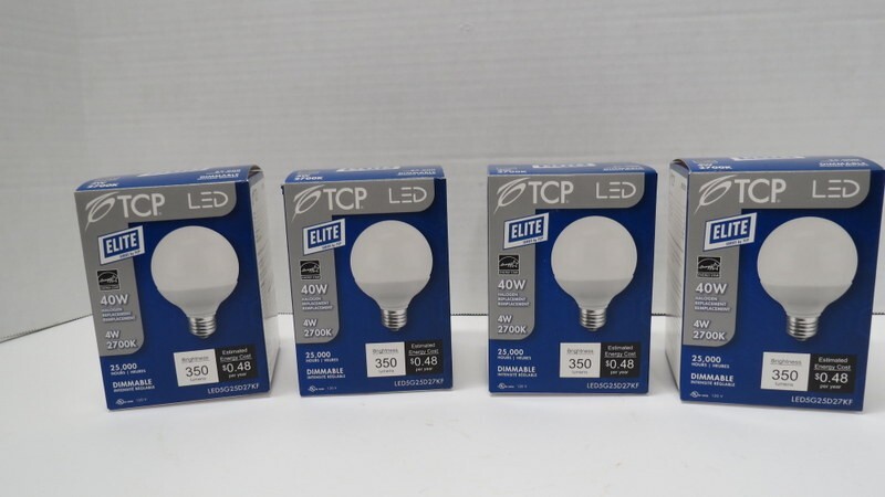 Lot of 4 TCP Elite 4W 2700k LED screw in light bulbs