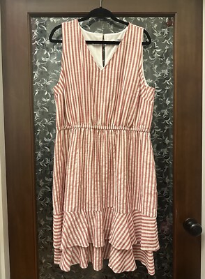 Julia Jordan Red White Stripe Dress Lined Cotton Blend 18 18W RN 146964 |  eBay
