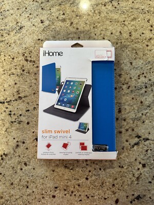 iHome Slim Swivel Folio For iPad Mini 4 Sleep/Wake Technology Blue New In Box