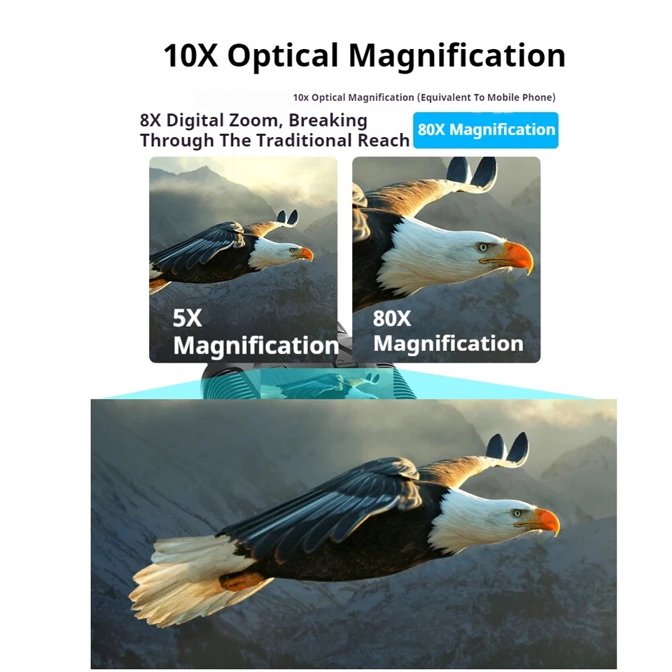 NV3280 36MP Full Color 10X Optical 8X Zoom 500M Infrared Night Vision Binoculars - Image 4 of 4